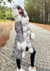 GREY PUFFA COAT WITH GREY FUR TRIM