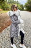GREY PUFFA COAT WITH GREY FUR TRIM