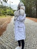 WHITE PUFFA COAT WITH WHITE FUR TRIM