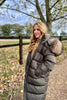 Aspen - Khaki Padded Coat with Natural Fur