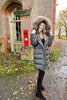 Aspen - Khaki Padded Coat with Natural Fur