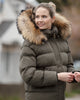 Aspen - Khaki Padded Coat with Natural Fur