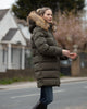 Aspen - Khaki Padded Coat with Natural Fur