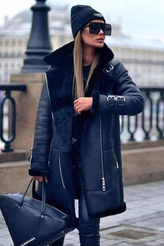 Black Lambskin Shearling Coat