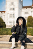 Aspen - Black Padded Coat with Black Fur