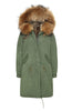 Khaki Parka with Natural Faux Lining and Hood (Long)