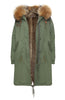 Khaki Parka with Natural Faux Lining and Hood (Long)